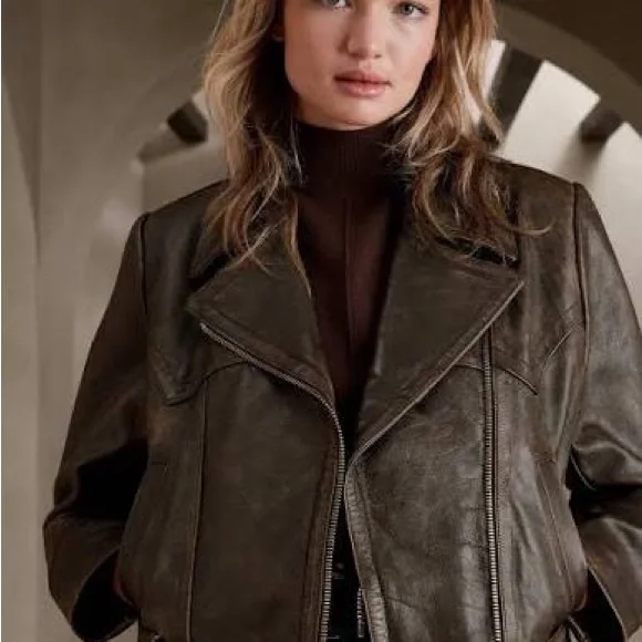 Banana Republic Dark Brown Leather Jacket - Picture 3 of 7